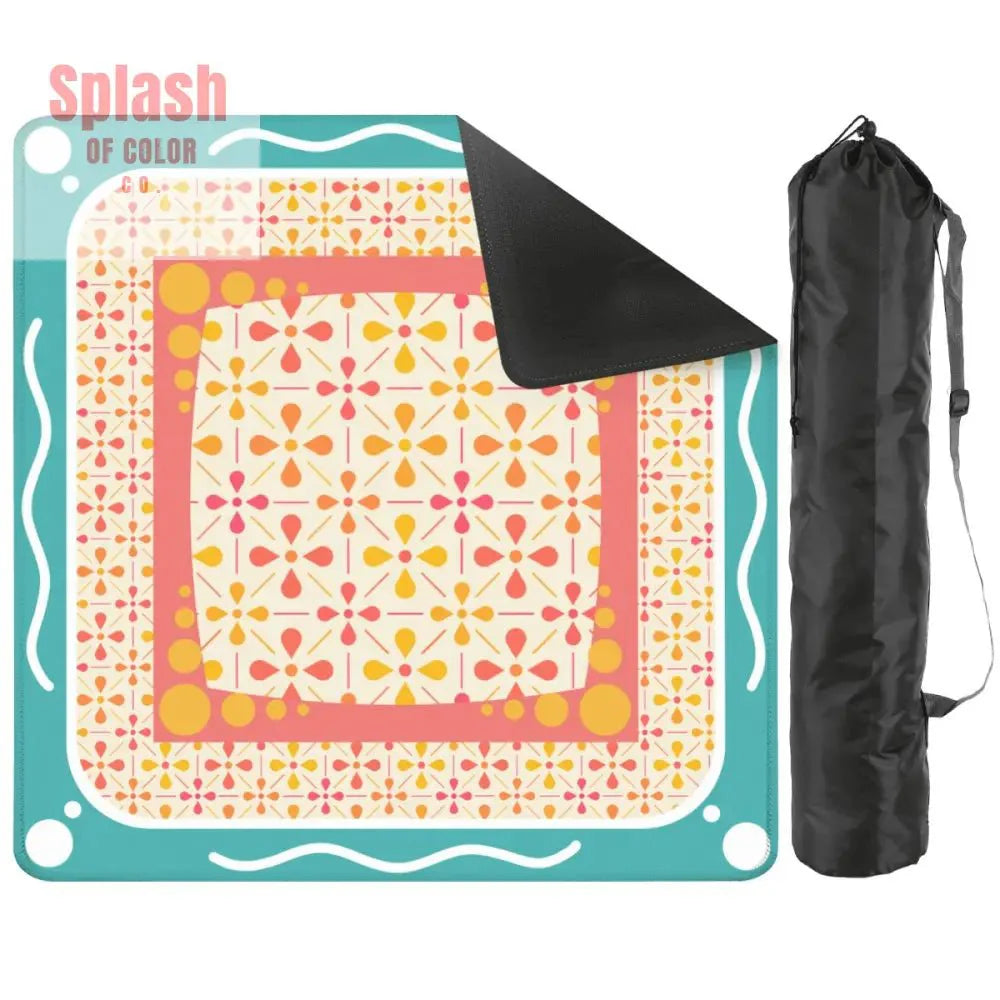 Floral Sorbet Coral, Yellow, Teal Preppy Mahjong Mat