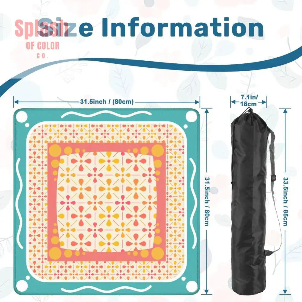 Floral Sorbet Coral, Yellow, Teal Preppy Mahjong Mat