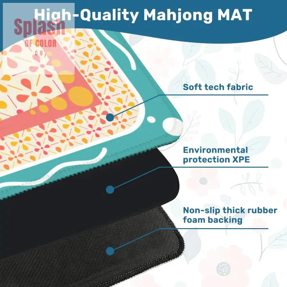 Floral Sorbet Coral, Yellow, Teal Preppy Mahjong Mat