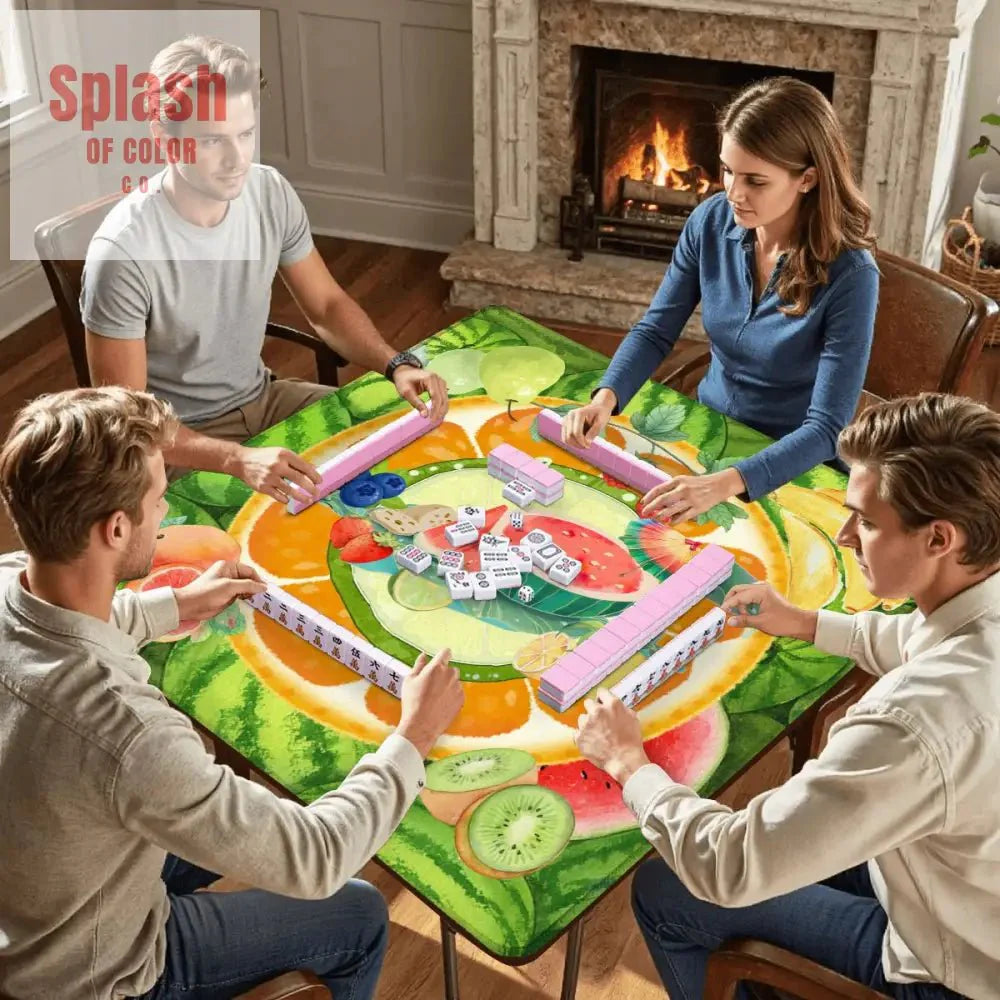 Fruit Medley, Watermelon, Citrus Fruits, Playful Cheery Mahjong Mat