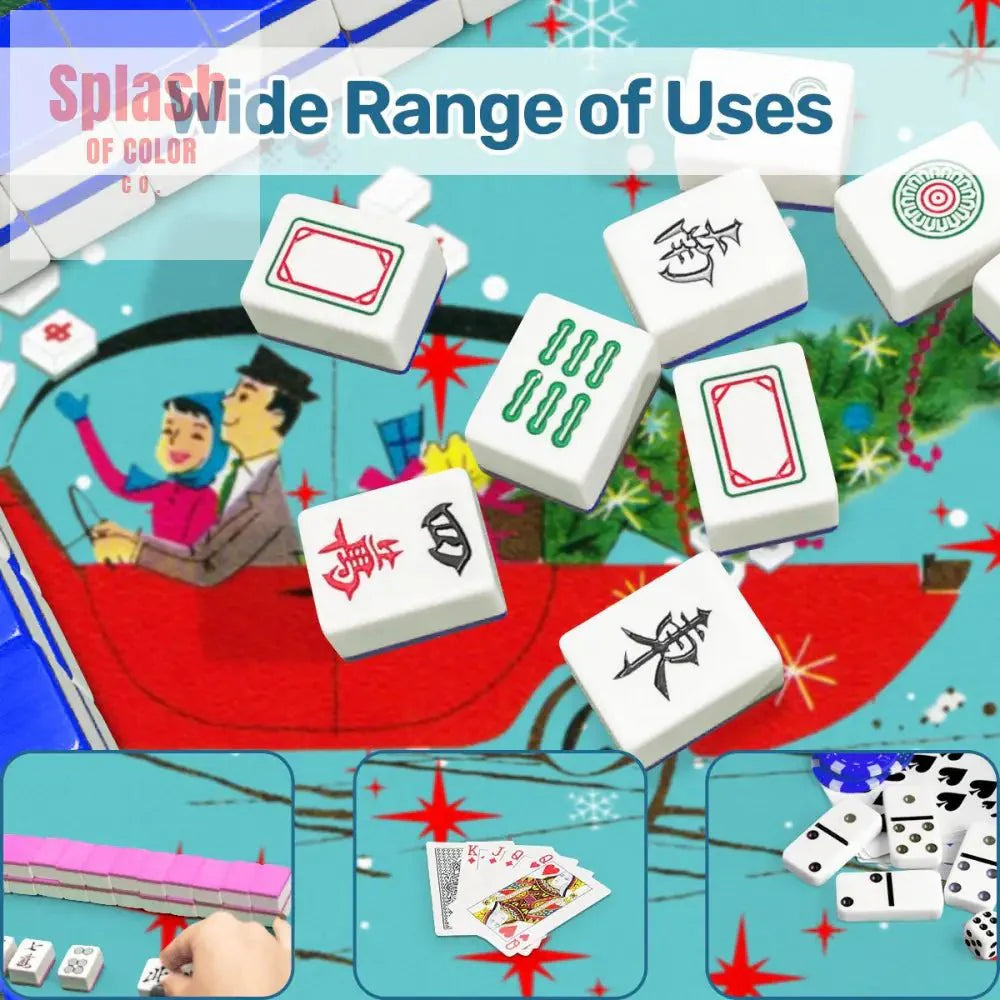 Funny Christmas Mahjong Mat, Beep Beep Beep Nostalgic Christmas Mahj Play Mat