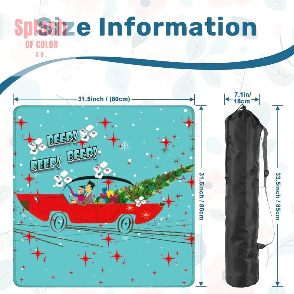 Funny Christmas Mahjong Mat, Beep Beep Beep Nostalgic Christmas Mahj Play Mat