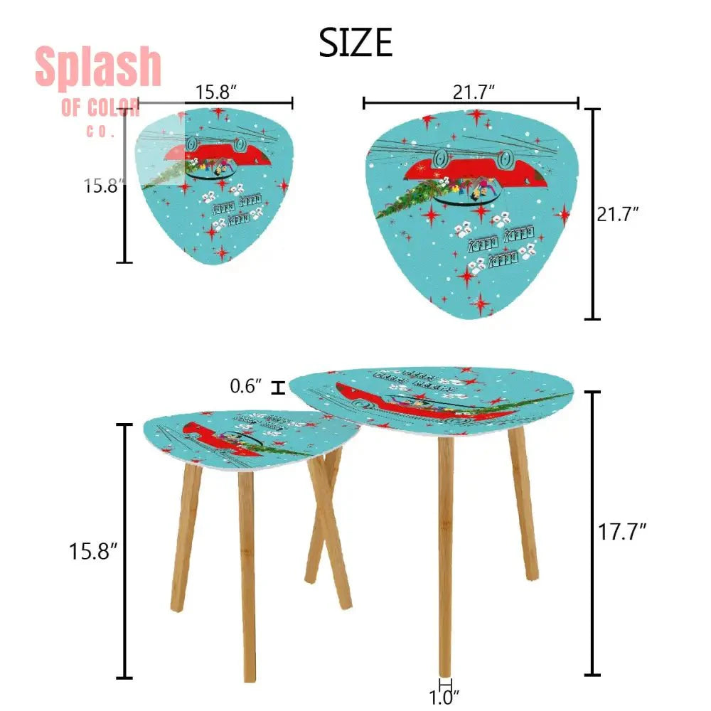Funny Mahjong Christmas Holiday Whimsical Nostalgic Nesting Tables Set of 2