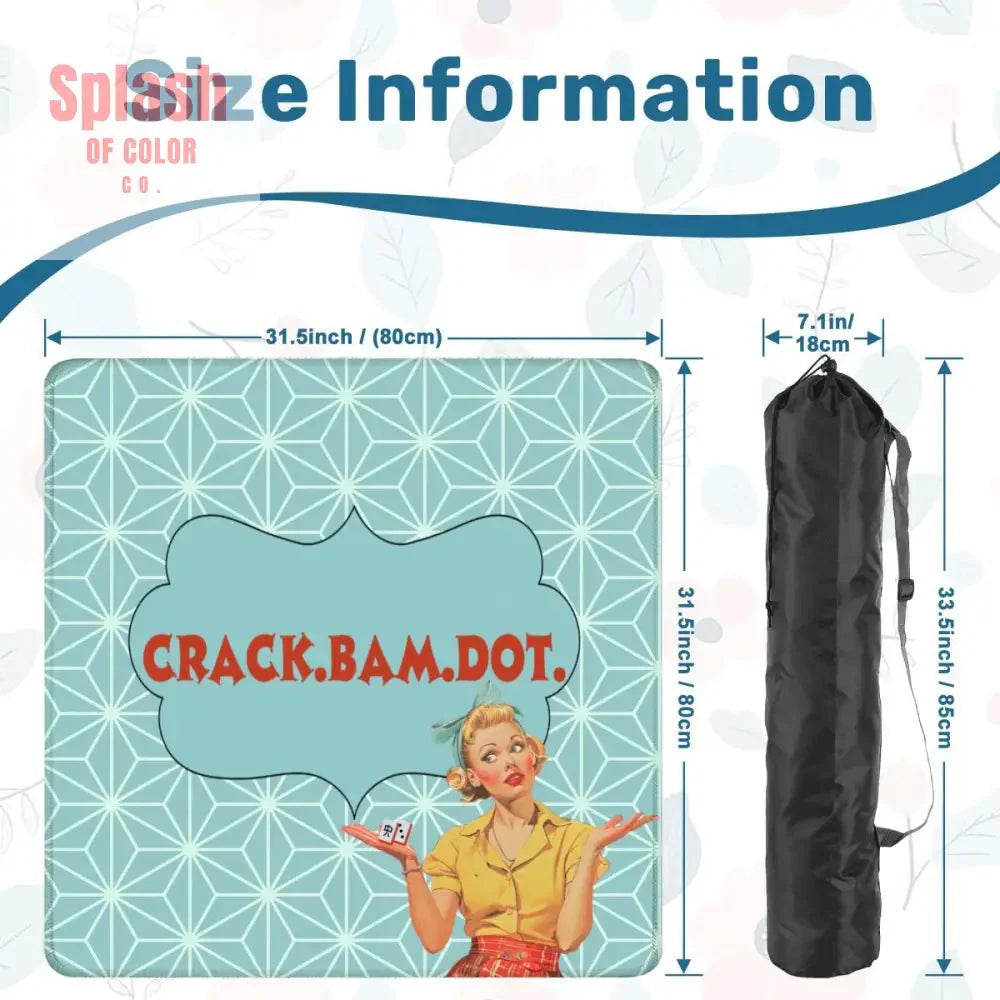 Funny Mahjong Mat, Crack Bam Dot, Vintage 50s Mahj Mat