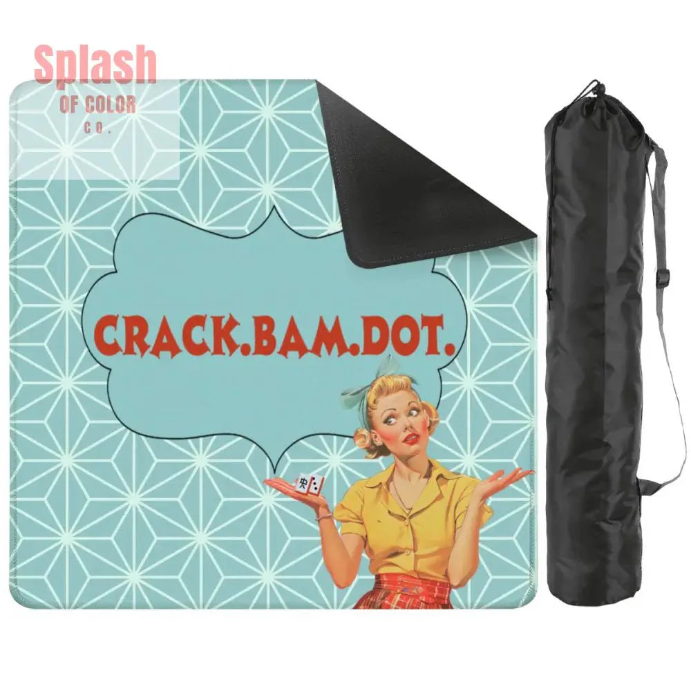 Funny Mahjong Mat, Crack Bam Dot, Vintage 50s Mahj Mat
