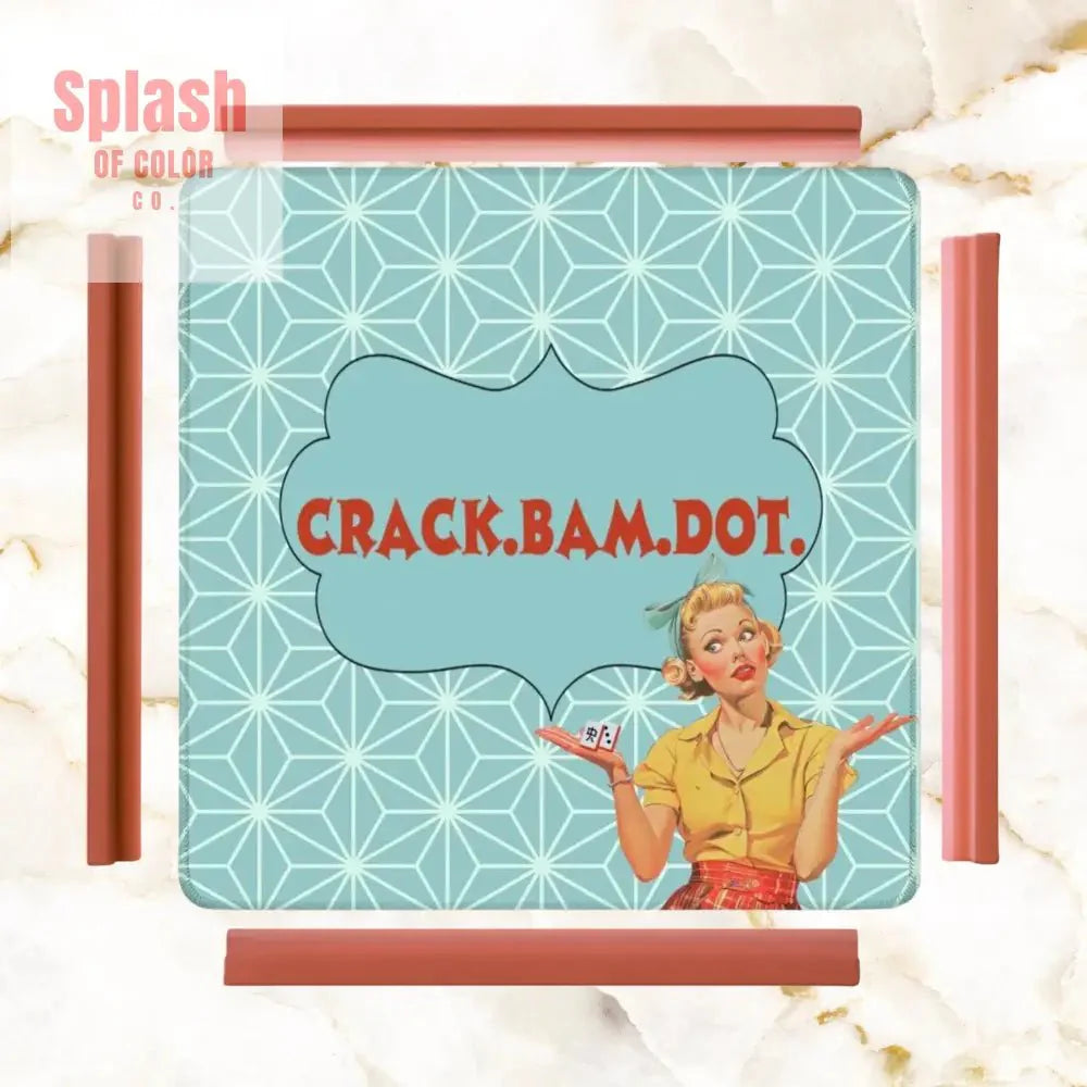 Funny Mahjong Mat, Crack Bam Dot, Vintage 50s Mahj Mat