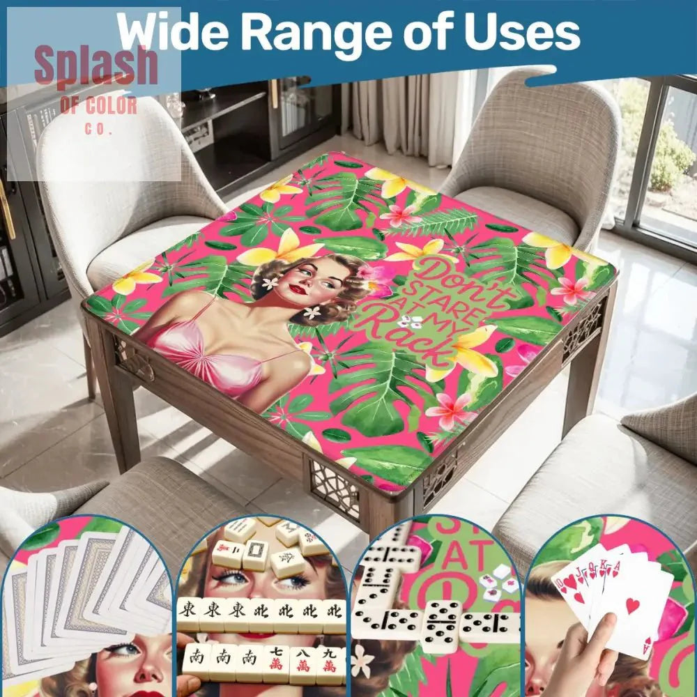 Funny Mahjong Mat, Don't Stare At My Rack, Tropical Preppy Design Mahj Lover Mat