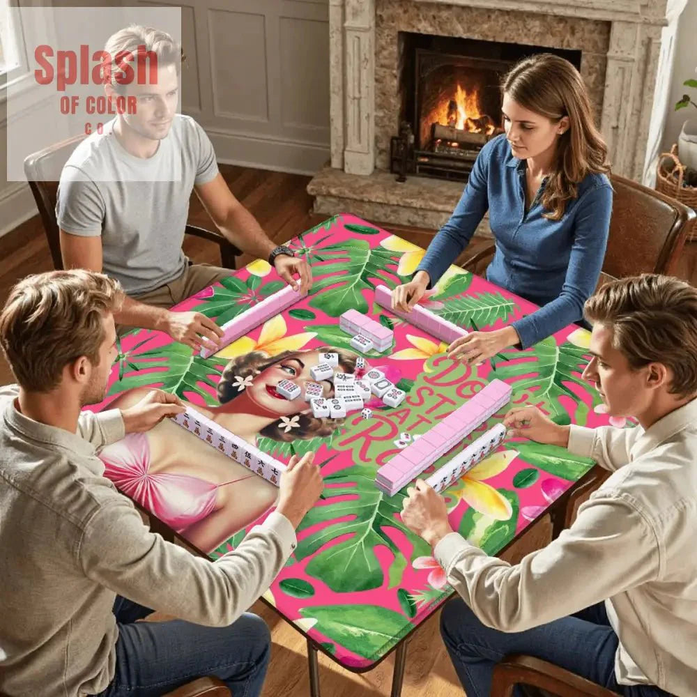 Funny Mahjong Mat, Don't Stare At My Rack, Tropical Preppy Design Mahj Lover Mat