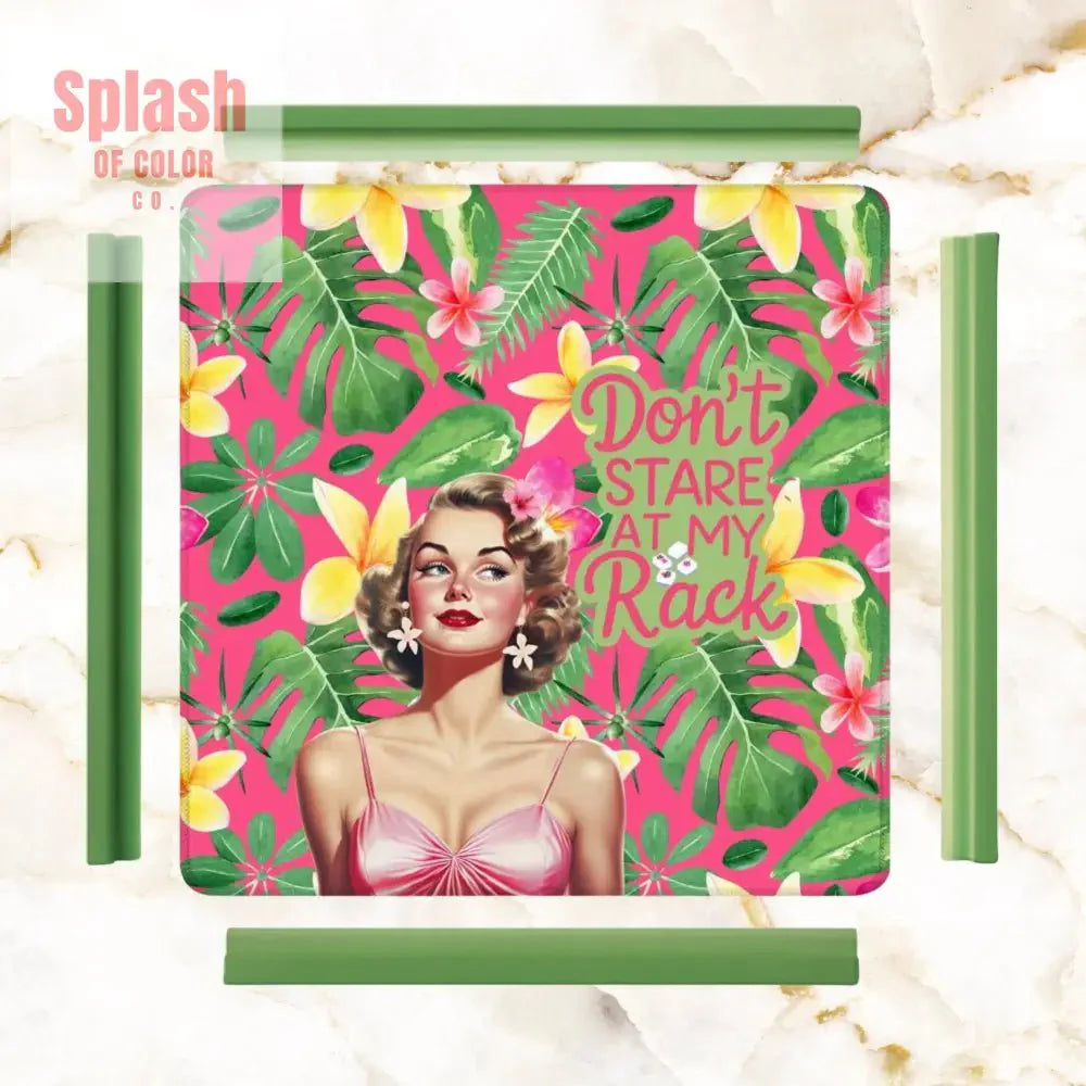Funny Mahjong Mat, Don't Stare At My Rack, Tropical Preppy Design Mahj Lover Mat