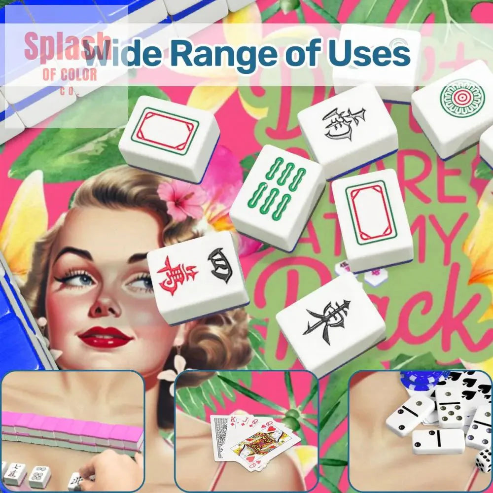 Funny Mahjong Mat, Don't Stare At My Rack, Tropical Preppy Design Mahj Lover Mat