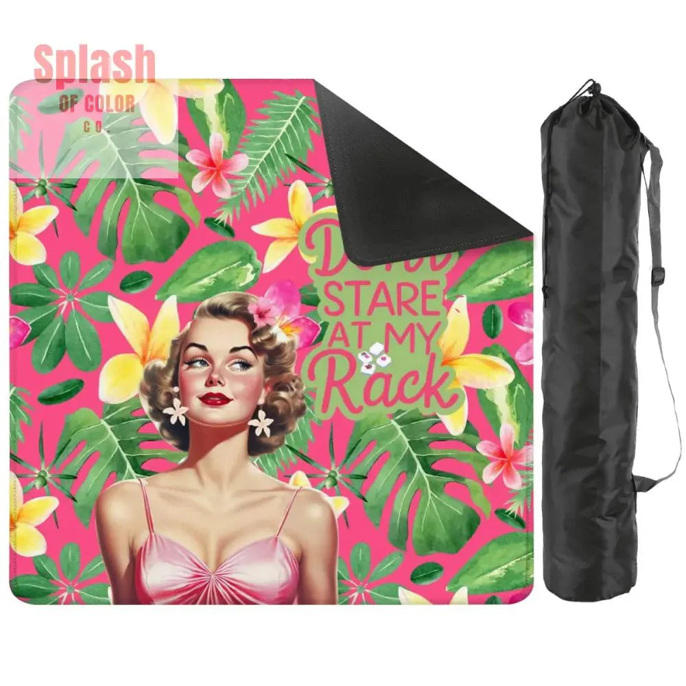 Funny Mahjong Mat, Don't Stare At My Rack, Tropical Preppy Design Mahj Lover Mat