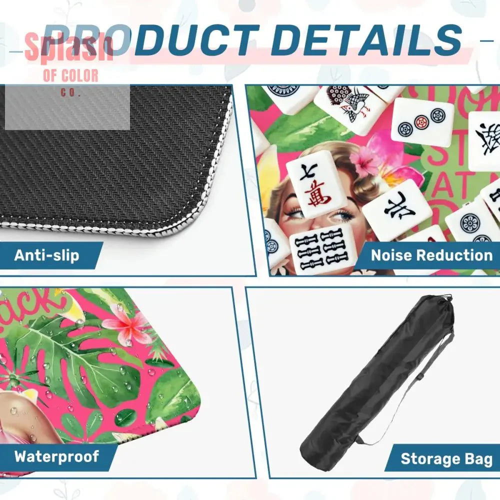 Funny Mahjong Mat, Don't Stare At My Rack, Tropical Preppy Design Mahj Lover Mat