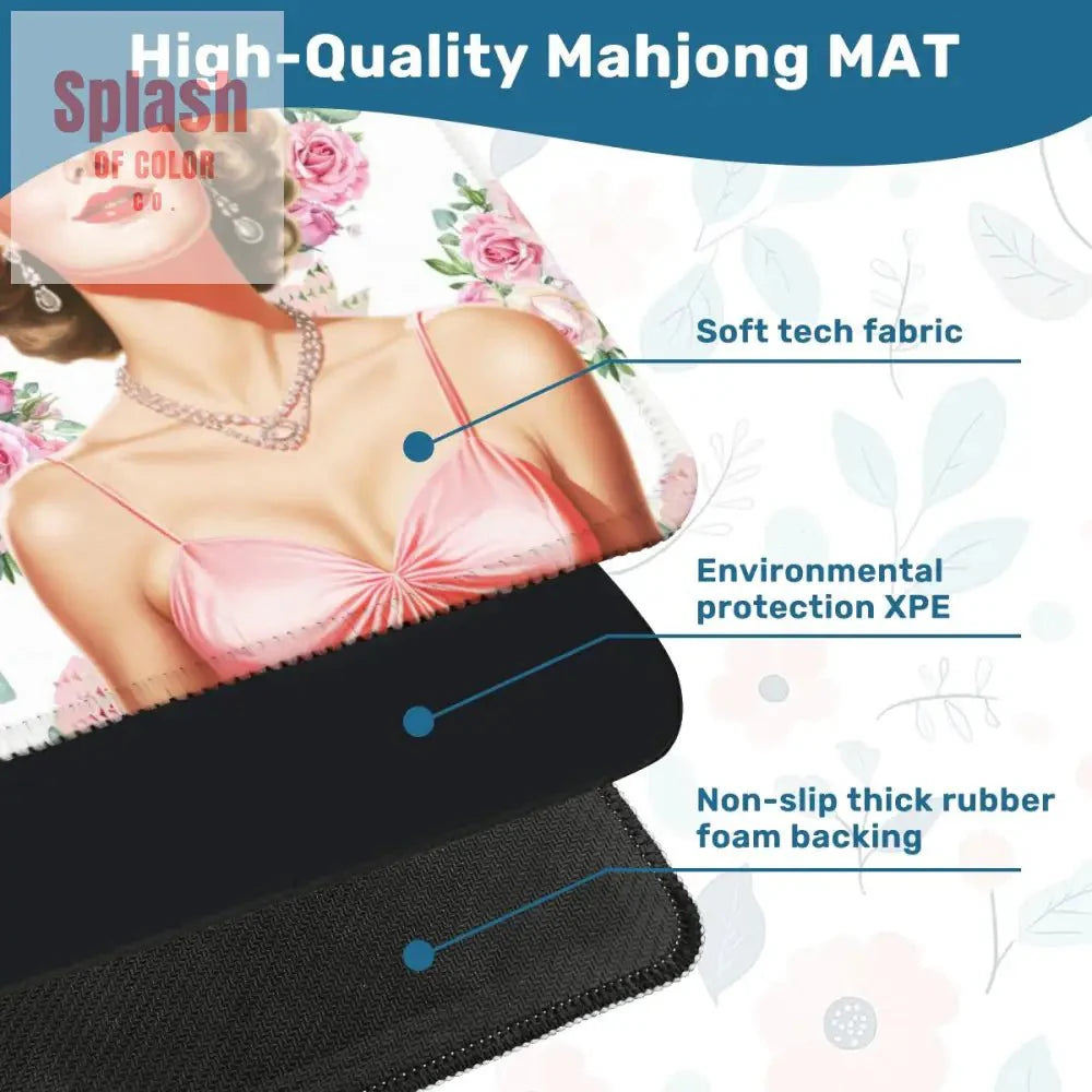 Funny Mahjong Mat, Preppy Florals With A Chic Cheeky Twist, Don't Stare At My Rack