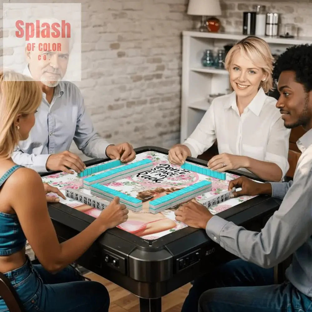 Funny Mahjong Mat, Preppy Florals With A Chic Cheeky Twist, Don't Stare At My Rack