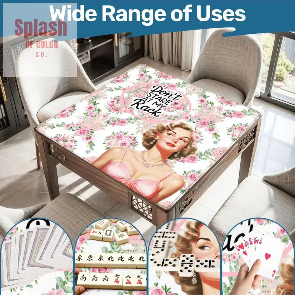 Funny Mahjong Mat, Preppy Florals With A Chic Cheeky Twist, Don't Stare At My Rack