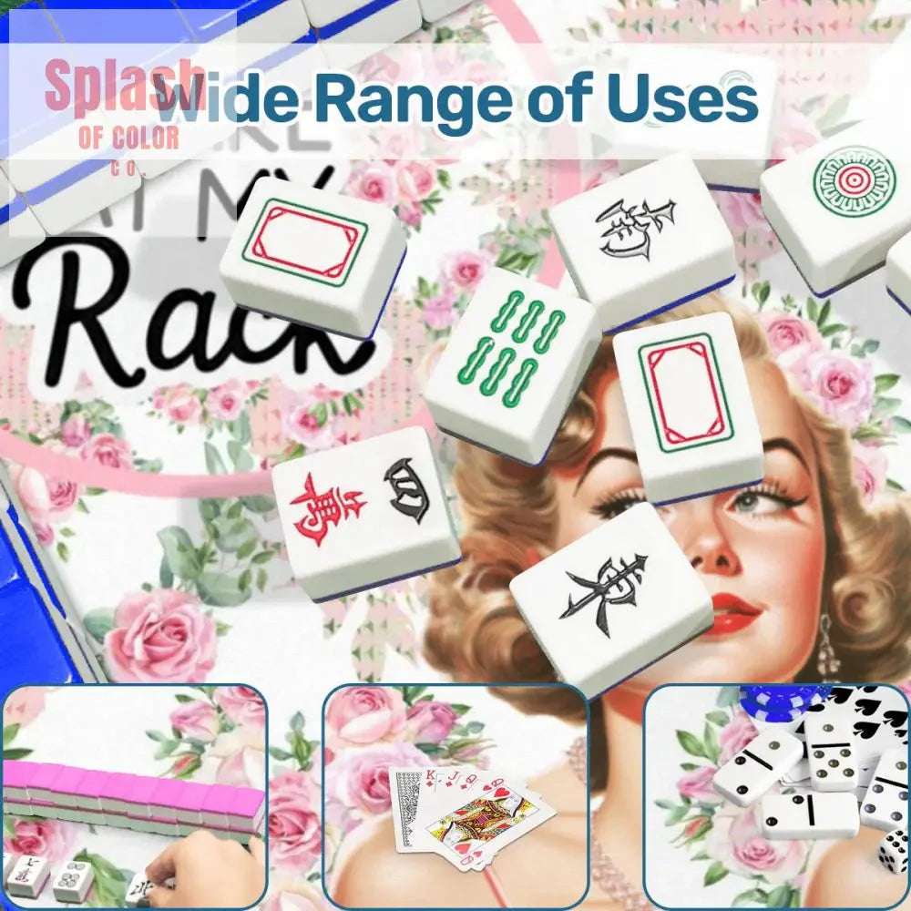 Funny Mahjong Mat, Preppy Florals With A Chic Cheeky Twist, Don't Stare At My Rack