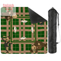 Gentlemen's Mahjong Mat, Dapper Men Classic Cars Green Tan Plaid Mahjong Mat