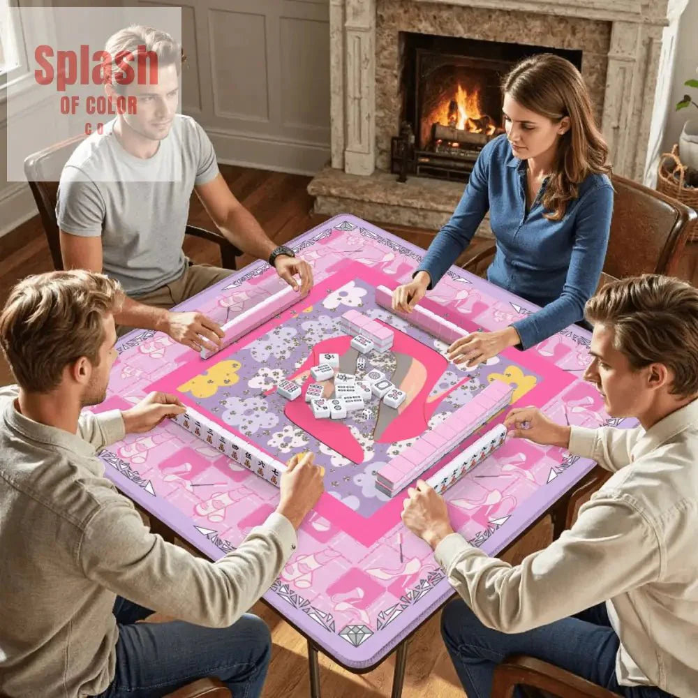 Girly Pop Pink, Lavender Glam Gal Mahjong Mat