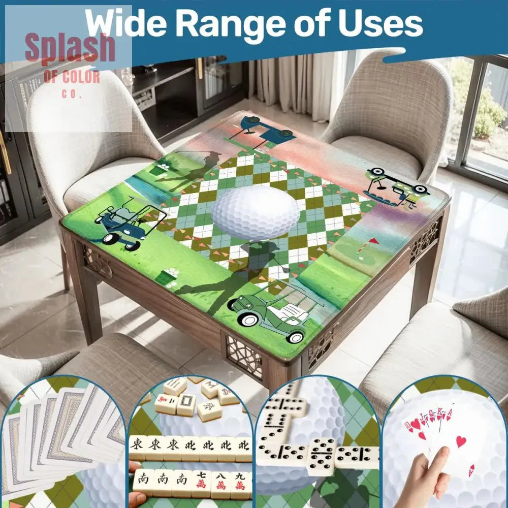Golf Themed Mahjong Mat, Whimsical Golf Lover, Mahj Lover Game Mat
