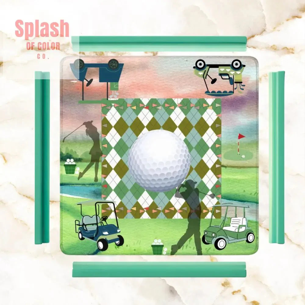 Golf Themed Mahjong Mat, Whimsical Golf Lover, Mahj Lover Game Mat