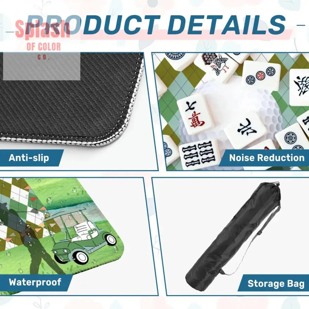 Golf Themed Mahjong Mat, Whimsical Golf Lover, Mahj Lover Game Mat