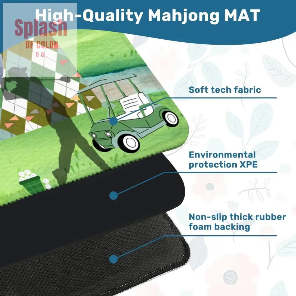 Golf Themed Mahjong Mat, Whimsical Golf Lover, Mahj Lover Game Mat