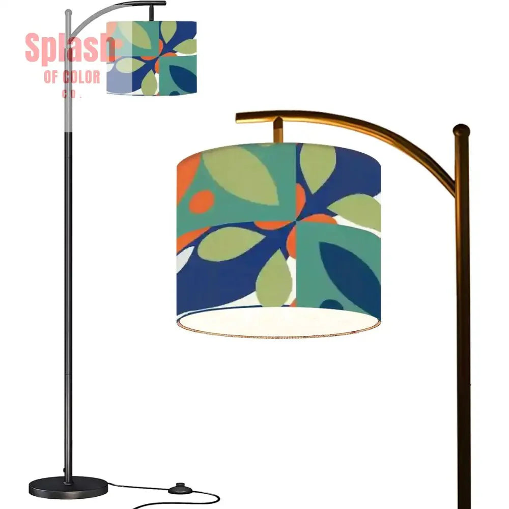 Green, Blue Orange Boho Geometric Modern Preppy Arc Floor Lamp