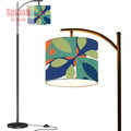 Green, Blue Orange Boho Geometric Modern Preppy Arc Floor Lamp