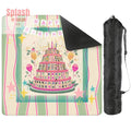 Happy Birthday Mahjong Mat, Tiered Mahjong Cake, Whimsical Pink Green Striped