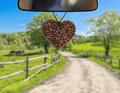 Heart w/Scroll Leather Car Freshener