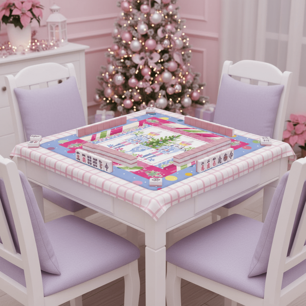 Chinoiserie Christmas Mahjong Mat Candy Man Nutcrackers