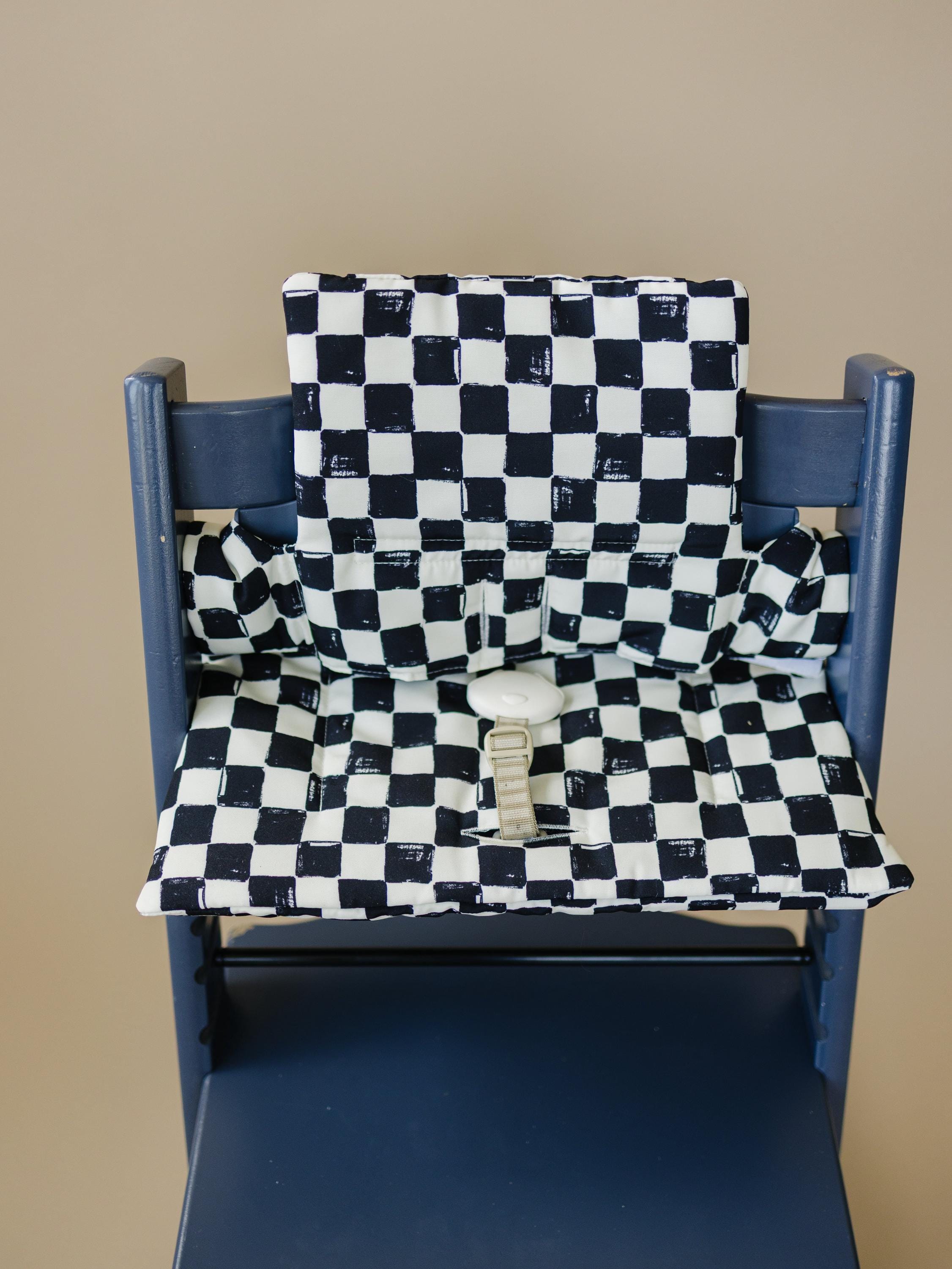 Black & White Checkered Highchair Cushion - Wipeable Stokke Tripp Trapp Cover