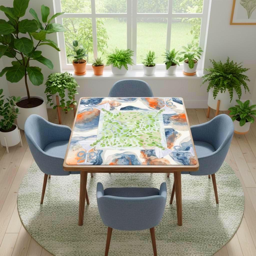 Tinis And Oysters Watercolor Mahjong Mat