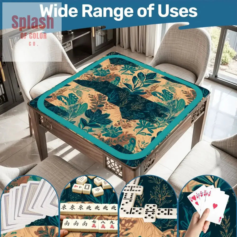 In My Mind I'm Going To Carolina, North Carolina Whimsical Watercolor Blue, Teal Mahjong Mat
