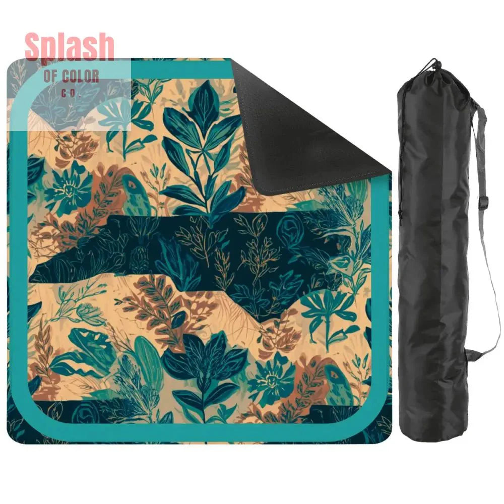 In My Mind I'm Going To Carolina, North Carolina Whimsical Watercolor Blue, Teal Mahjong Mat