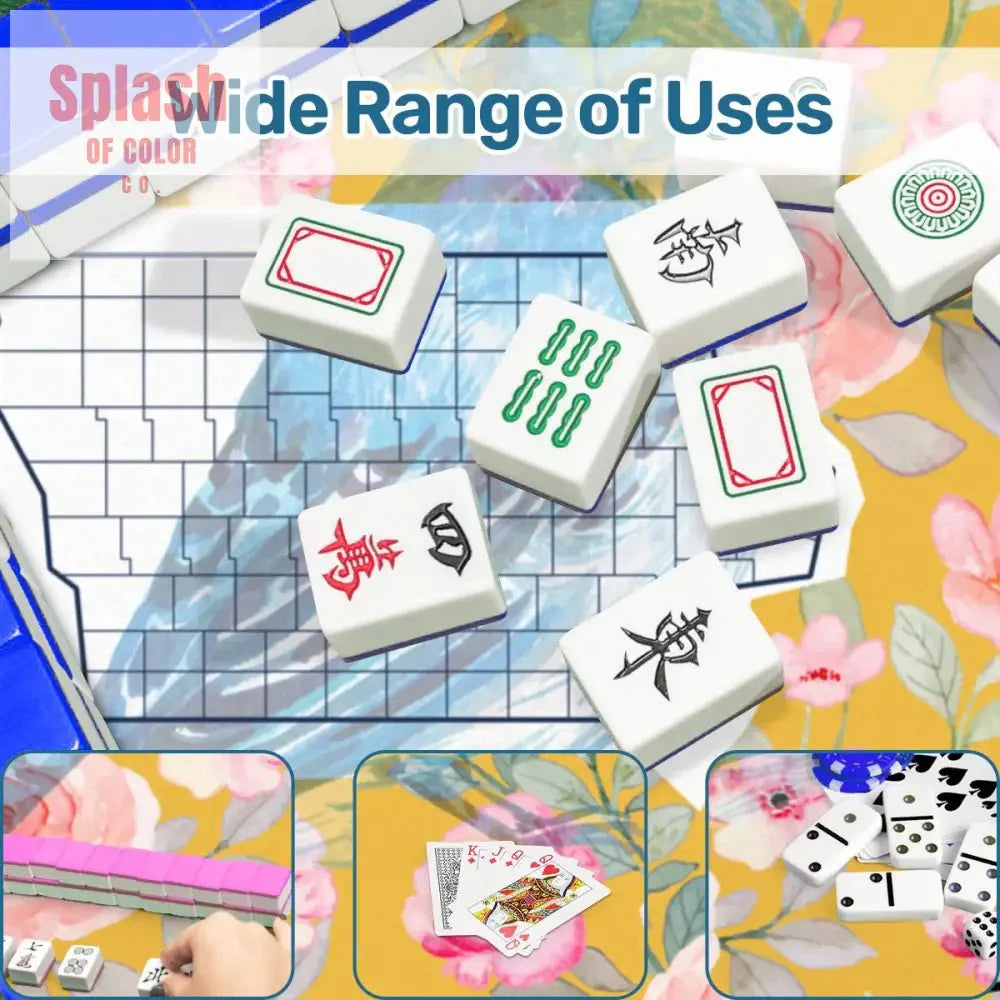 Iowa State Pride, Red, Yellow Blue Bird Wild Rose Mahjong Mat