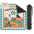Kentucky Racing Horse Mahjong Mat Whimsical Orange Teal Mahj Mat
