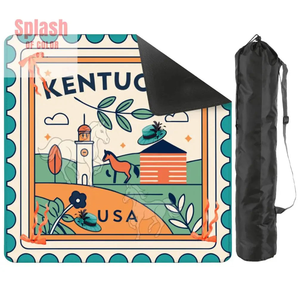 Kentucky Racing Horse Mahjong Mat Whimsical Orange Teal Mahj Mat