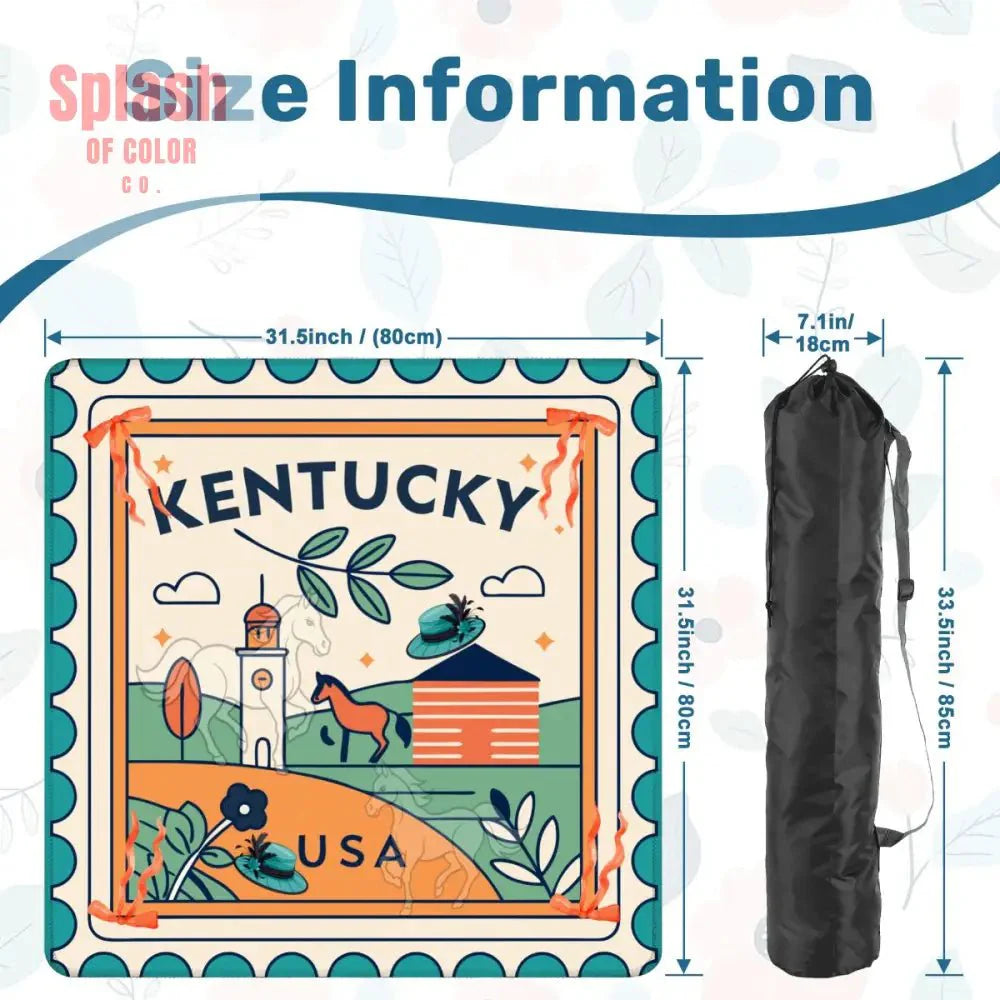 Kentucky Racing Horse Mahjong Mat Whimsical Orange Teal Mahj Mat