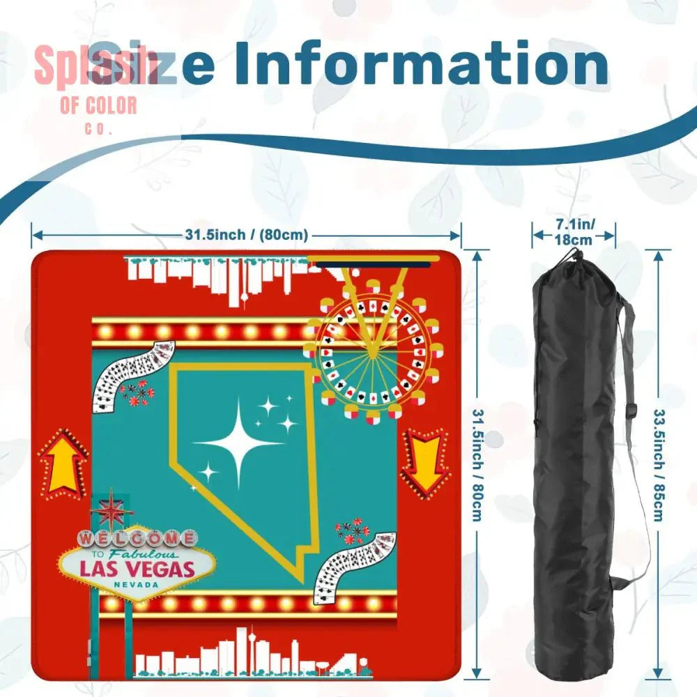 Las Vegas State Of Nevada Whimsical Red, Teal Viva Diva Mahjong Mat