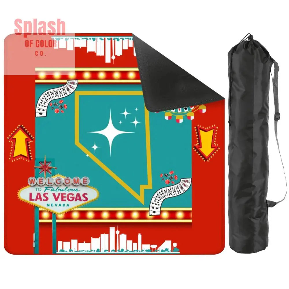 Las Vegas State Of Nevada Whimsical Red, Teal Viva Diva Mahjong Mat