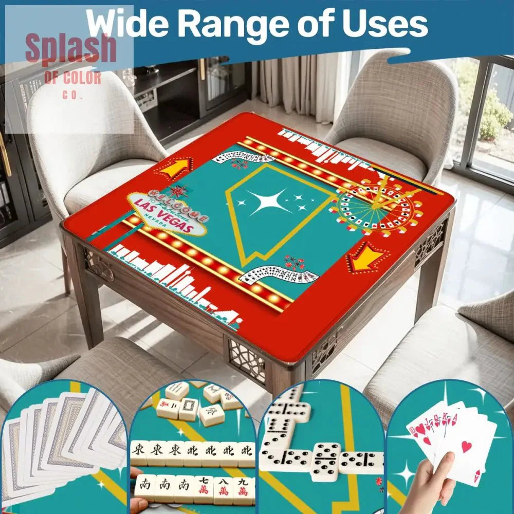 Las Vegas State Of Nevada Whimsical Red, Teal Viva Diva Mahjong Mat