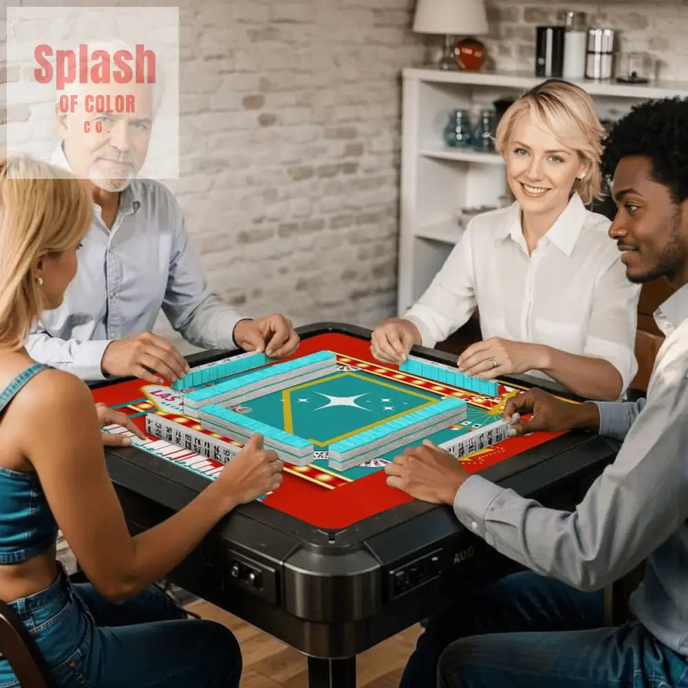 Las Vegas State Of Nevada Whimsical Red, Teal Viva Diva Mahjong Mat