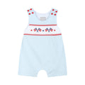 Light Blue USA Flag Smocked Shortalls