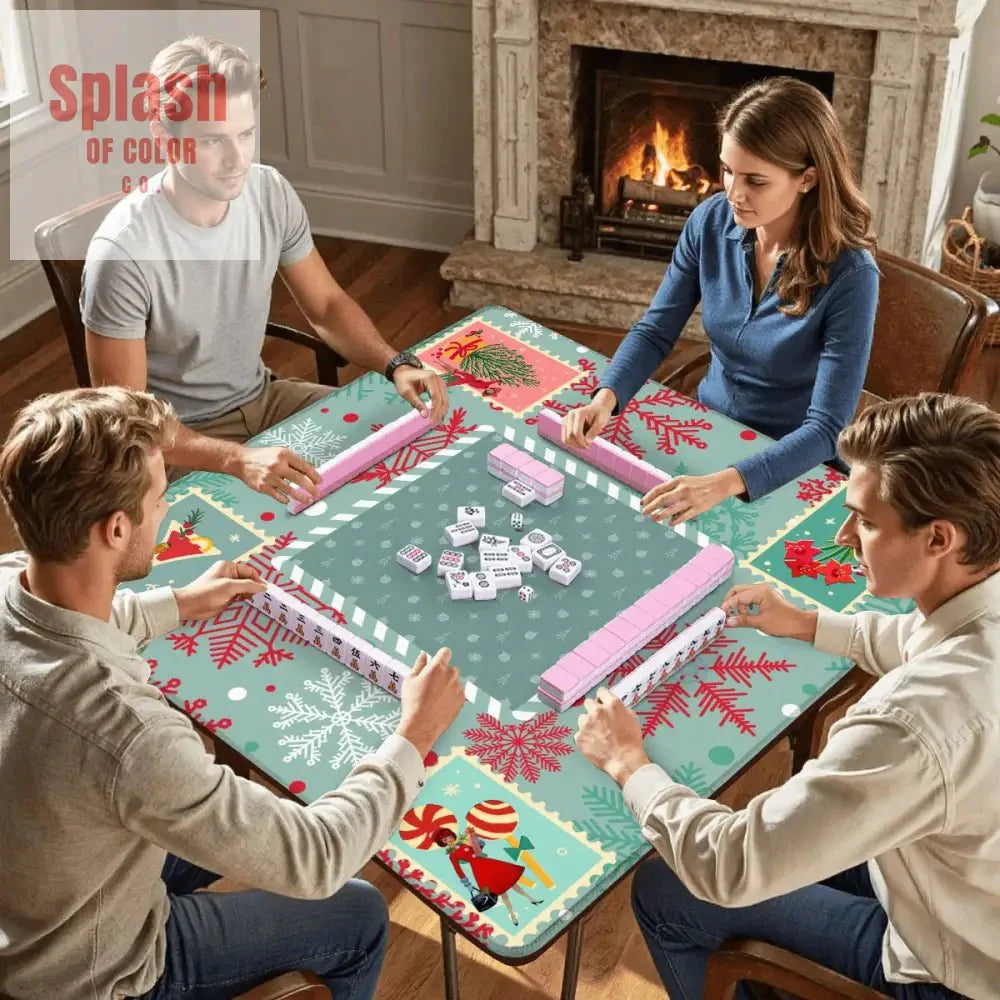 Mahjong Christmas Holiday Vintage Nostalgia Mahjong Mat