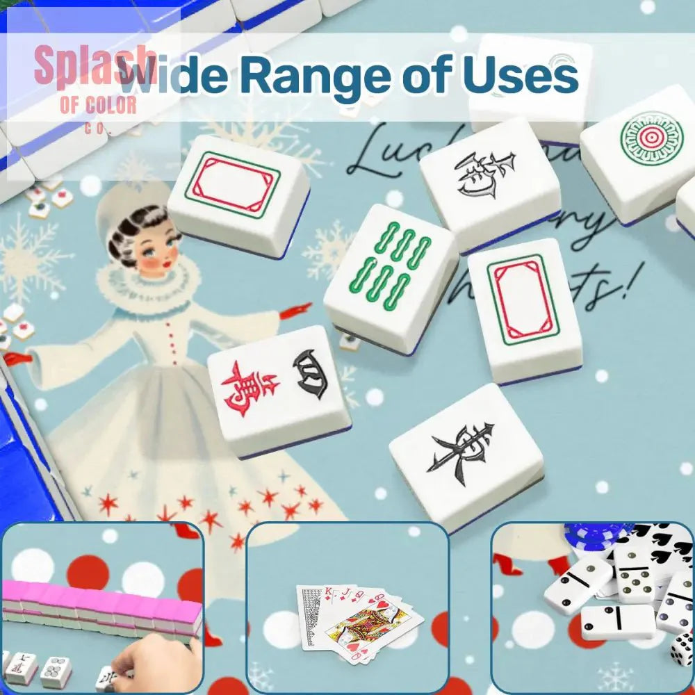 Mahjong Christmas Winter Game Mat Lucky Hands Merry Hearts Nostalgic Christmas Mahjong Mat