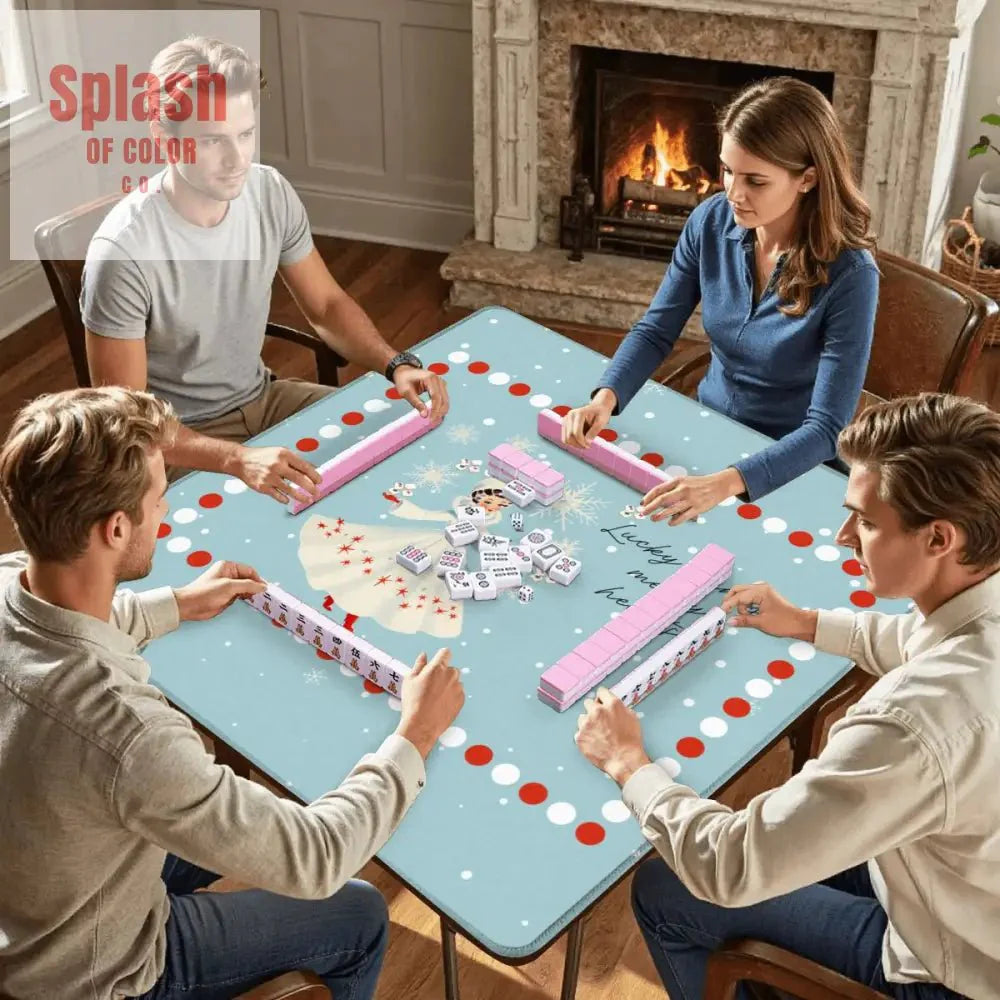 Mahjong Christmas Winter Game Mat Lucky Hands Merry Hearts Nostalgic Christmas Mahjong Mat