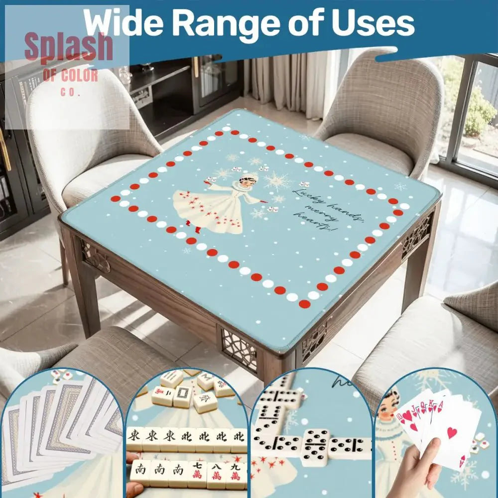 Mahjong Christmas Winter Game Mat Lucky Hands Merry Hearts Nostalgic Christmas Mahjong Mat