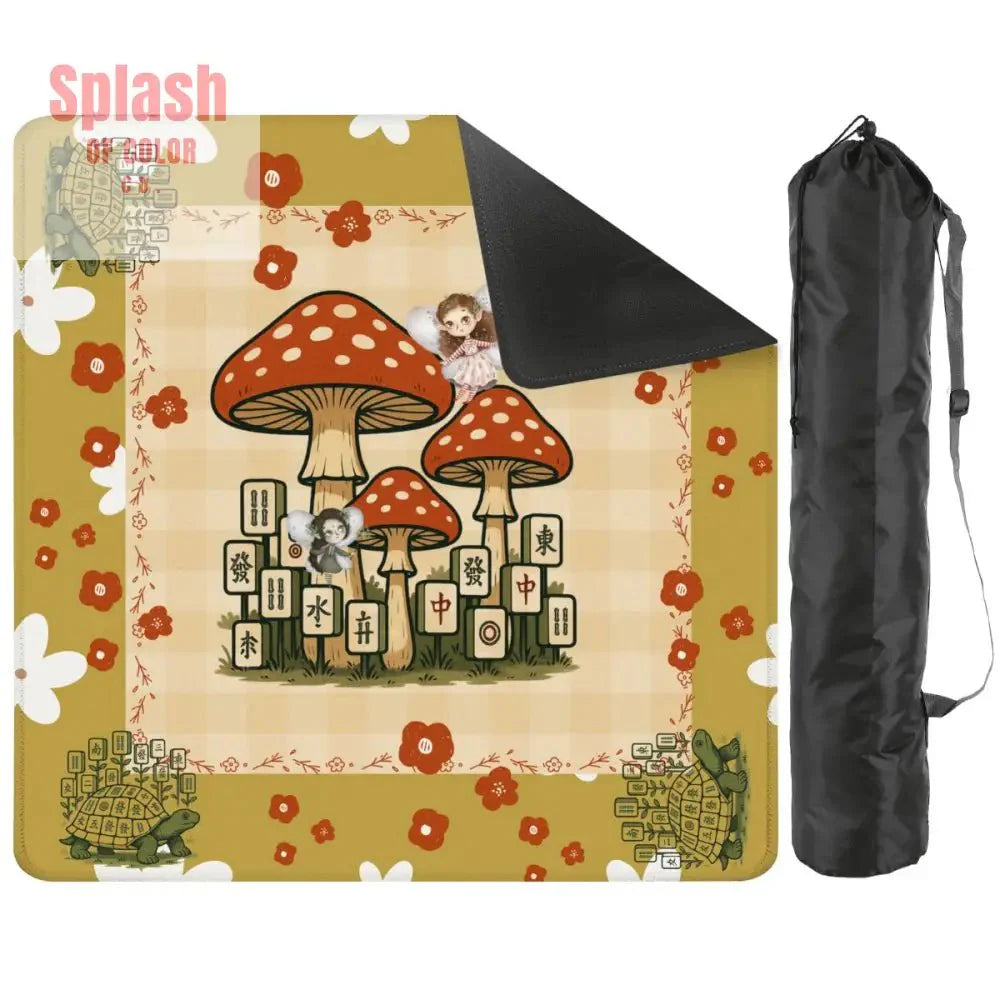 Fairy Garden Mushrooms, Fairies, Turtles Cottagecore Preppy Mahjong Mat