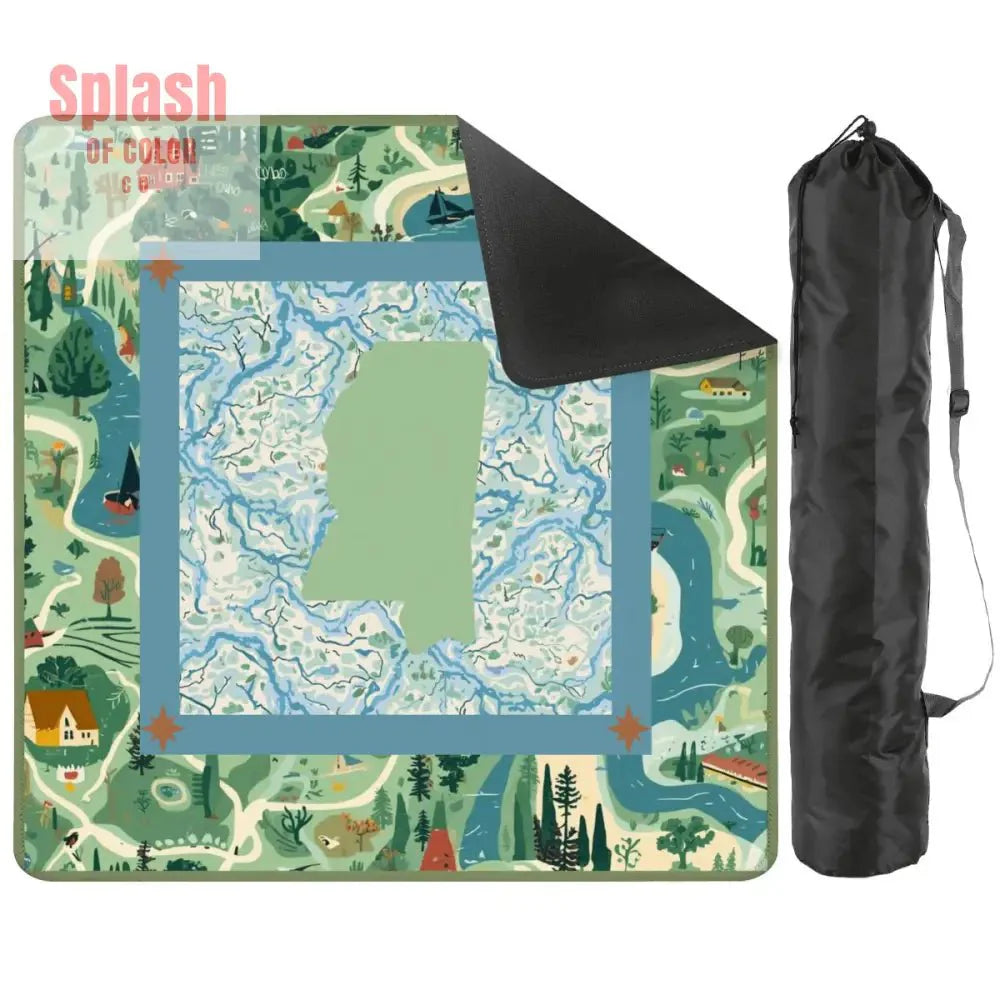 Mississippi Queen Mahjong Mat, River Blue Green Mahj Game Mat